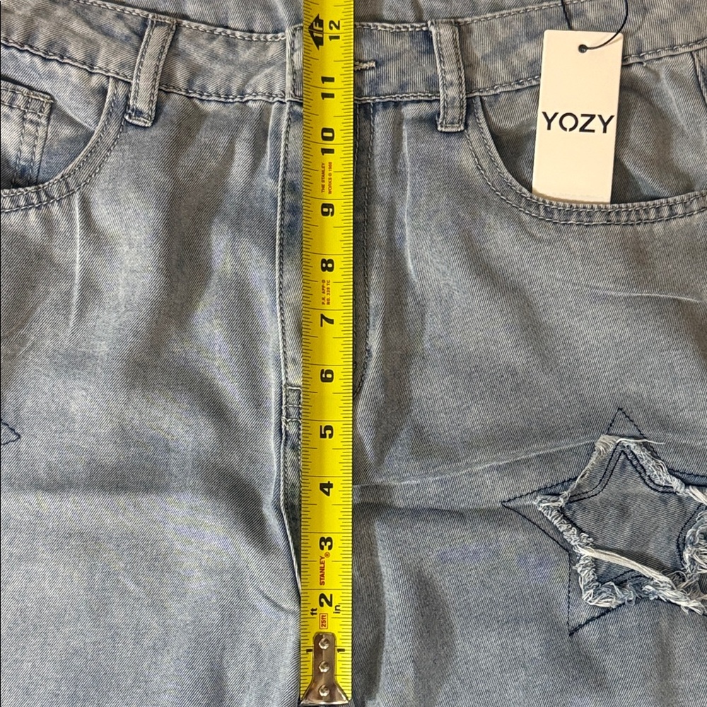Yozy Blue Star Patch Women High Waist Wide Leg Jeans SKU1411 - Picture 11 of 16